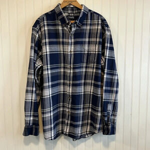 Chaps brushed flannel men's plaid blue white XL/TG/EG SHIRT button up